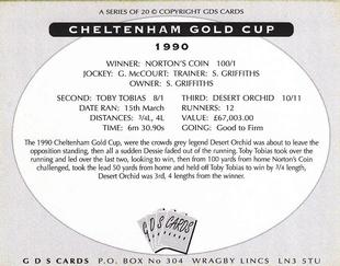 2000 GDS Cards Cheltenham Gold Cup #1990 Norton's Coin Back